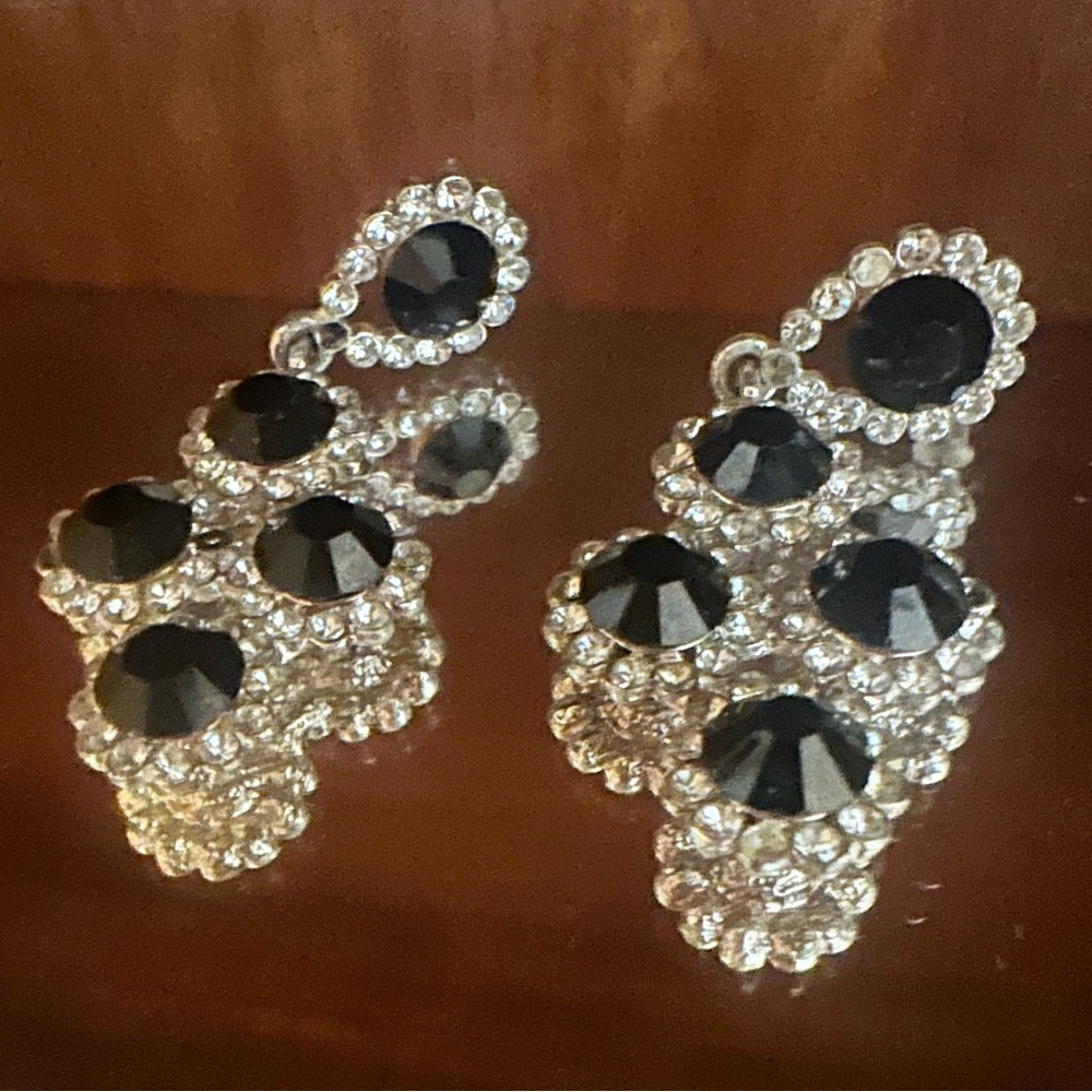Elegant Black and Silver Crystal Earrings